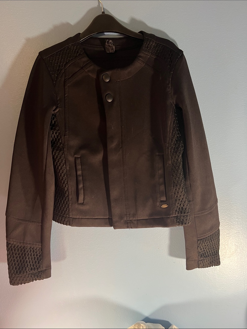 Girls' Quilted Sleeve Brown Jean Jacket - Brand Unspecified